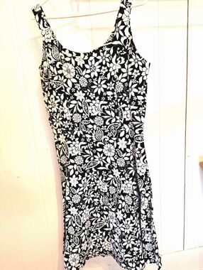 Vintage 90s/Y2K Breakin Loose Floral Tank Sundress – Black & White – Size 14 NGC